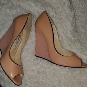 Jimmy Choo Baxen Peep-toe Wedge -Nude